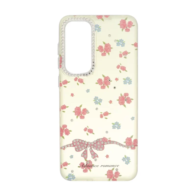 قاب مات پاپیونی نگینی طرح دار Samsung Galaxy S25 FE - زرد - تصویر 2