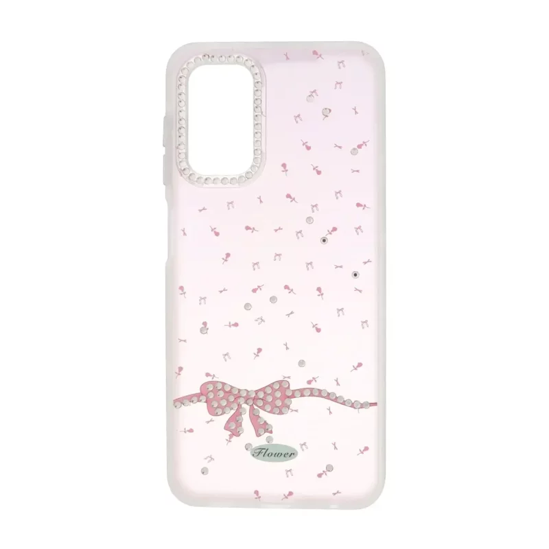 قاب مات پاپیونی نگینی طرح دار Samsung Galaxy A13 4G / A13 5G / A04s / M13 4G / M23 / F13 - صورتی روشن - تصویر 2