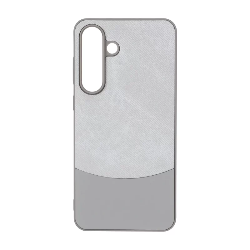 قاب دو تکه طرح چرم و جیر Samsung Galaxy S25 FE - طوسی - تصویر 2