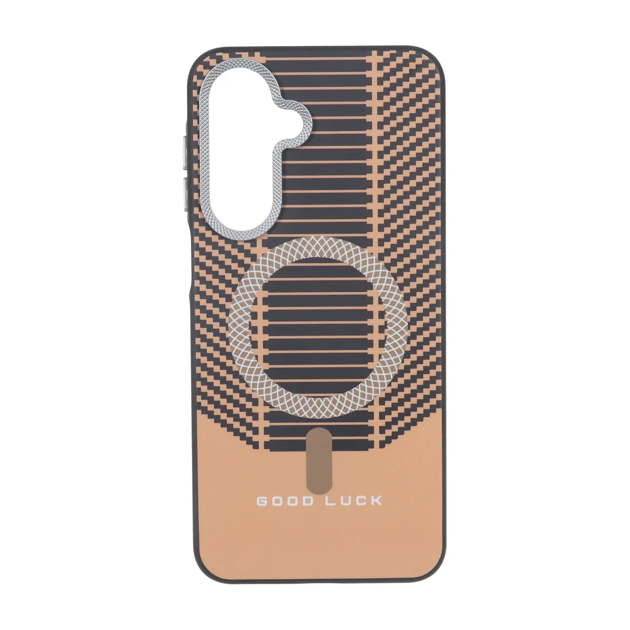 19178-2395504-1 قاب Good Luck هاشور دار لنز کربن طرح مگ سیف Samsung Galaxy A17 / A26 - نارنجی - تصویر 1