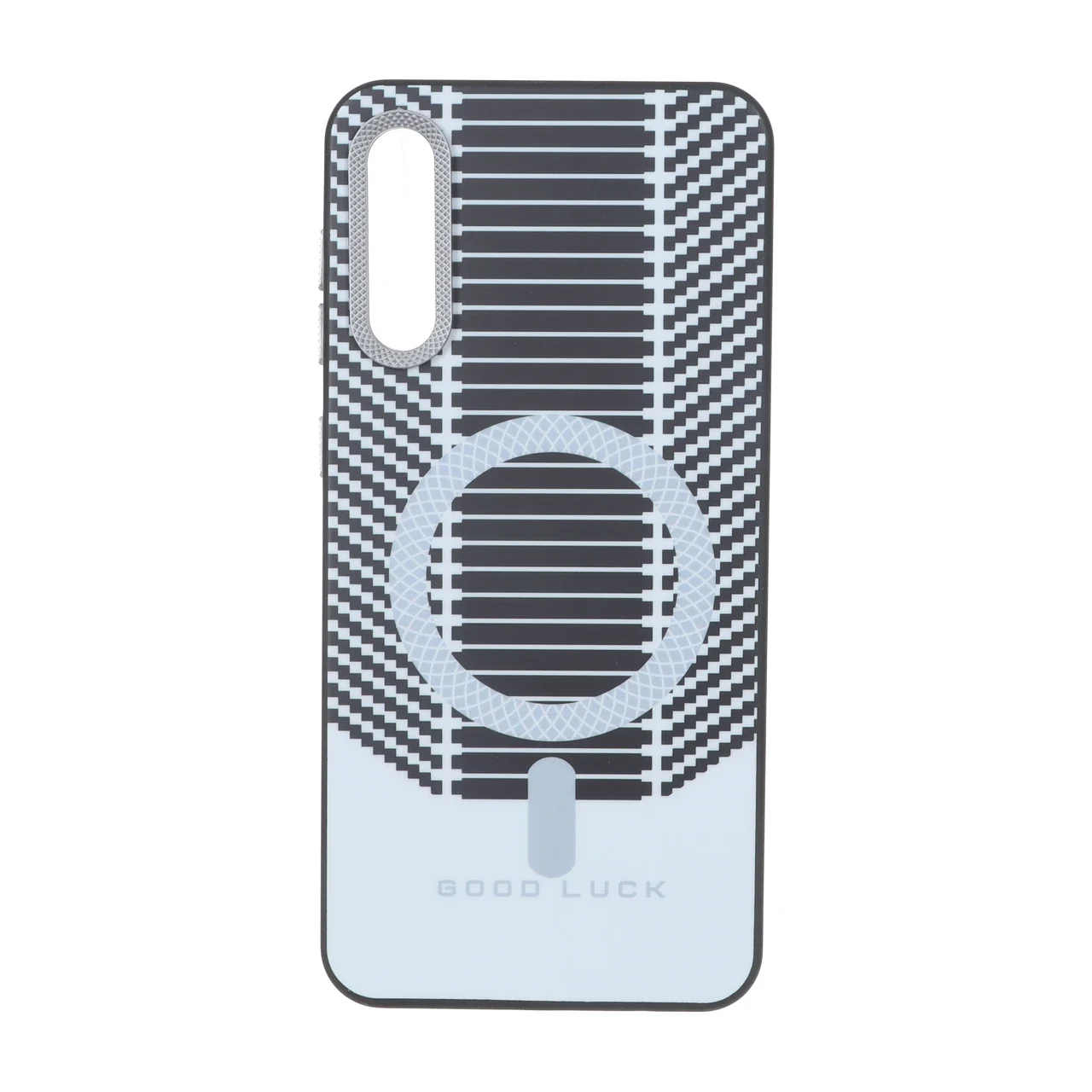 19178-2395558-1 قاب Good Luck هاشور دار لنز کربن طرح مگ سیف Samsung Galaxy A50 / A50s / A30s - سفید - تصویر 1