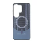 قاب Good Luck هاشور دار لنز کربن طرح مگ سیف Samsung Galaxy S26 Ultra - آبی