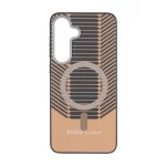 قاب Good Luck هاشور دار لنز کربن طرح مگ سیف Samsung Galaxy S25 FE - نارنجی