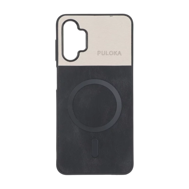 قاب Puloka دو تکه طرح چرم و کبریتی Magnet فلزی Samsung Galaxy A13 4G / A13 5G / A04s / M13 4G / M23 / F13 - مشکی - تصویر 2
