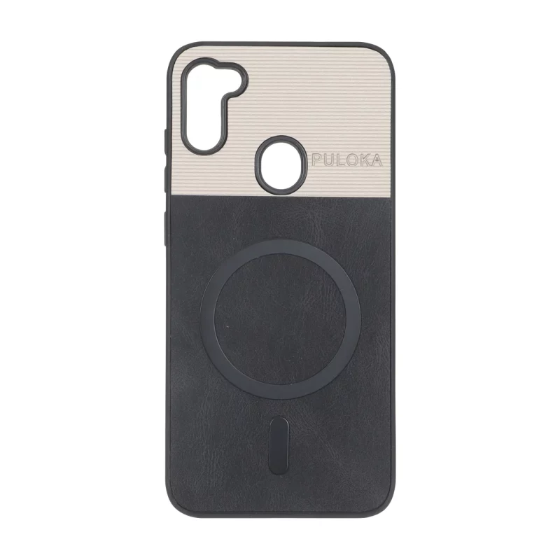 قاب Puloka دو تکه طرح چرم و کبریتی Magnet فلزی Samsung Galaxy A11 / M11 - مشکی - تصویر 2