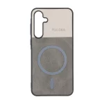 قاب Puloka دو تکه طرح چرم و کبریتی Magnet فلزی Samsung Galaxy A35 / A55 - خاکستری