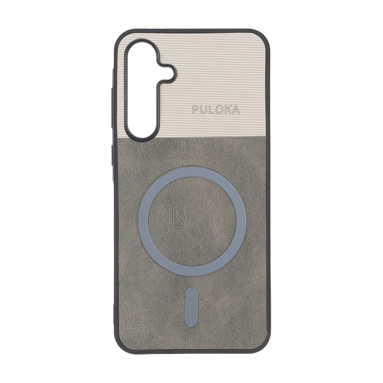 19178-2858560-1 قاب Puloka دو تکه طرح چرم و کبریتی Magnet فلزی Samsung Galaxy A35 / A55 - خاکستری - تصویر 1