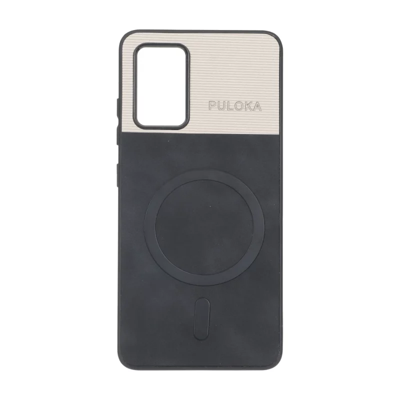 قاب Puloka دو تکه طرح چرم و کبریتی Magnet فلزی Samsung Galaxy A32 4G - مشکی - تصویر 2
