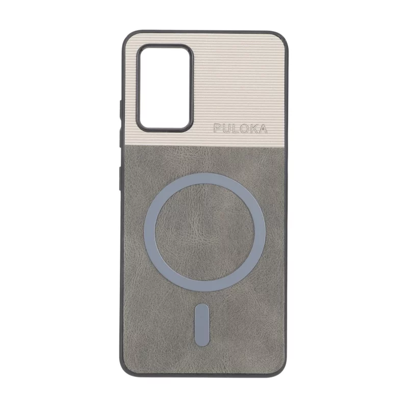 قاب Puloka دو تکه طرح چرم و کبریتی Magnet فلزی Samsung Galaxy A32 4G - خاکستری - تصویر 2