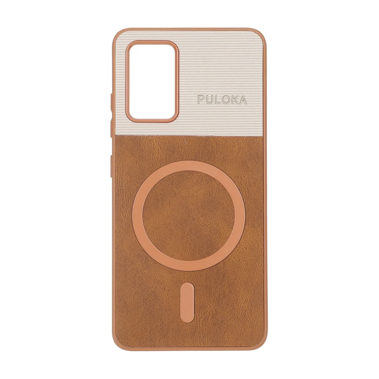 19178-2858578-1 قاب Puloka دو تکه طرح چرم و کبریتی Magnet فلزی Samsung Galaxy A32 4G - قهوه ای - تصویر 1