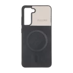 قاب Puloka دو تکه طرح چرم و کبریتی Magnet فلزی Samsung Galaxy S21 FE - مشکی