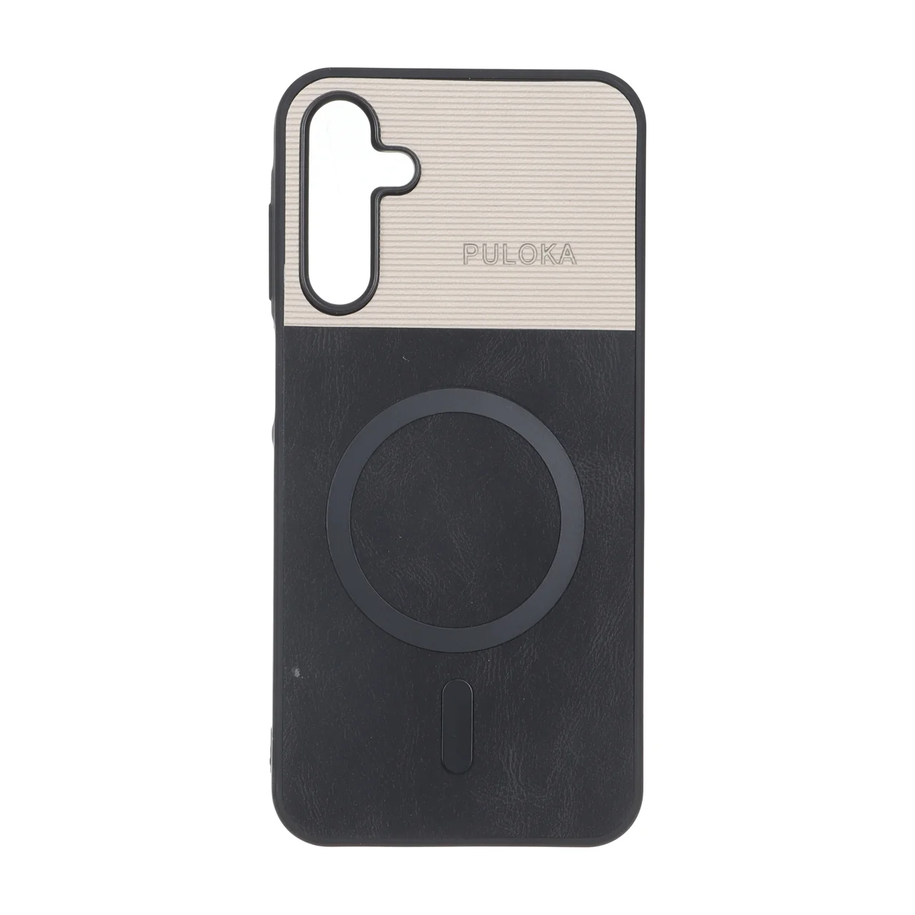 19178-2858596-1 قاب Puloka دو تکه طرح چرم و کبریتی Magnet فلزی Samsung Galaxy A15 - مشکی - تصویر 1