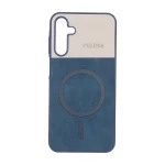 قاب Puloka دو تکه طرح چرم و کبریتی Magnet فلزی Samsung Galaxy A15 - سرمه ای