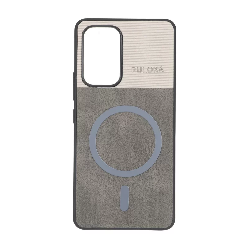 قاب Puloka دو تکه طرح چرم و کبریتی Magnet فلزی Samsung Galaxy A53 - خاکستری - تصویر 2
