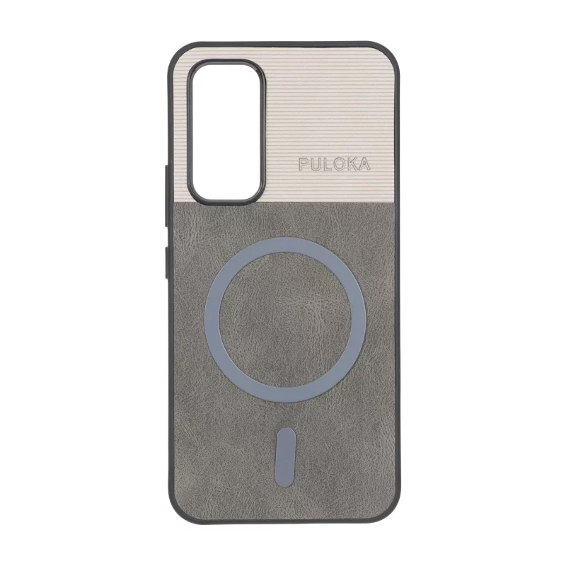 قاب Puloka دو تکه طرح چرم و کبریتی Magnet فلزی Samsung Galaxy A54 - خاکستری - تصویر 2