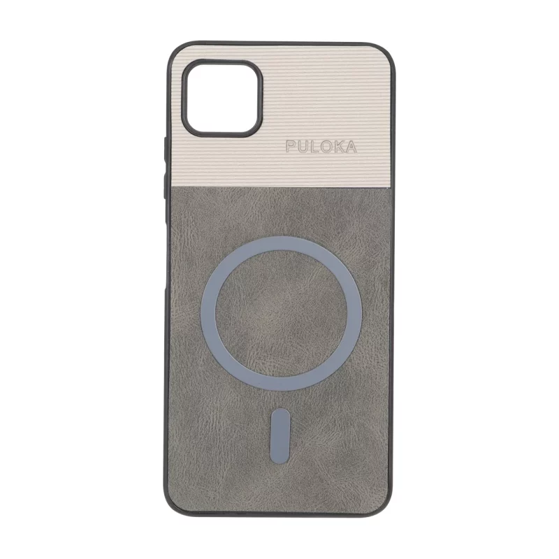 قاب Puloka دو تکه طرح چرم و کبریتی Magnet فلزی Samsung Galaxy A22 5G - خاکستری - تصویر 2