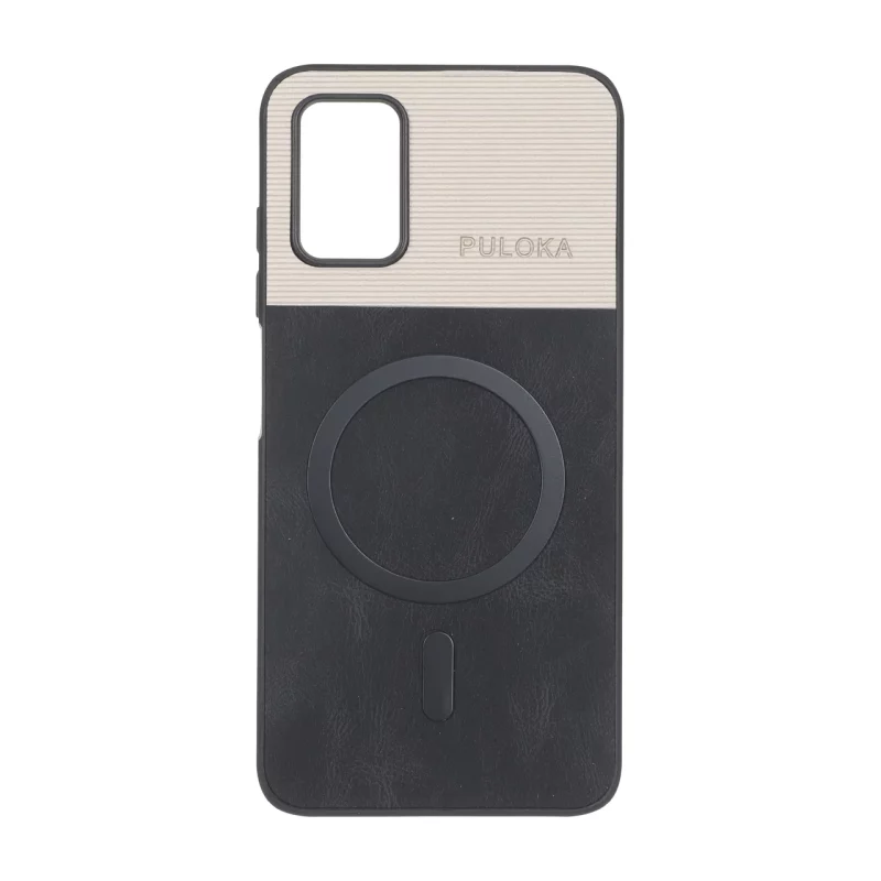 قاب Puloka دو تکه طرح چرم و کبریتی Magnet فلزی Samsung Galaxy A03s / A02s - مشکی - تصویر 2