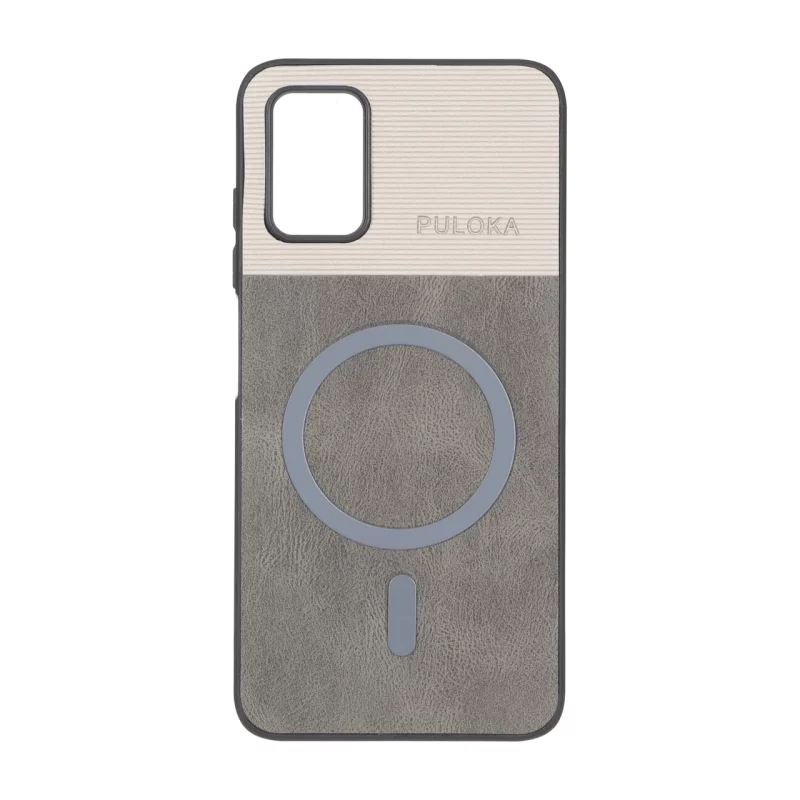 قاب Puloka دو تکه طرح چرم و کبریتی Magnet فلزی Samsung Galaxy A03s / A02s - خاکستری - تصویر 2