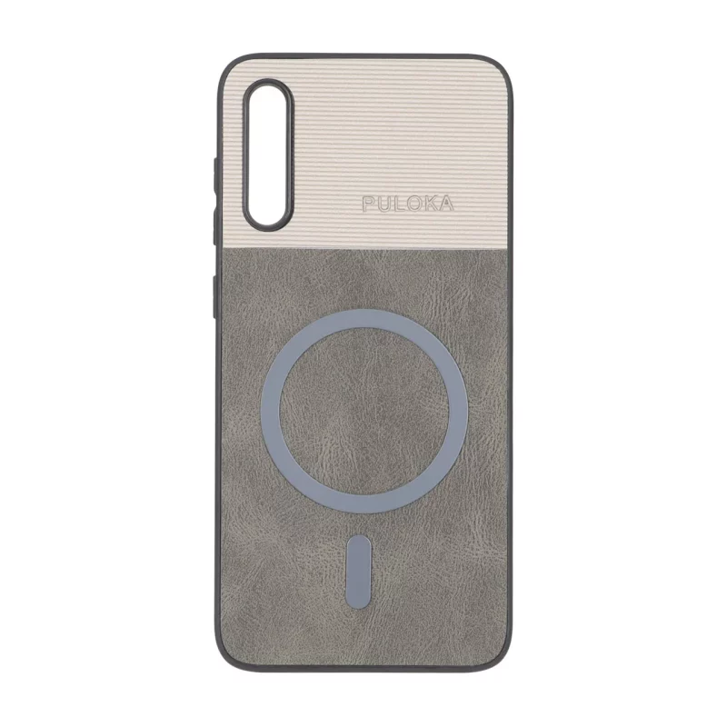 قاب Puloka دو تکه طرح چرم و کبریتی Magnet فلزی Samsung Galaxy A70 / A70s - خاکستری - تصویر 2