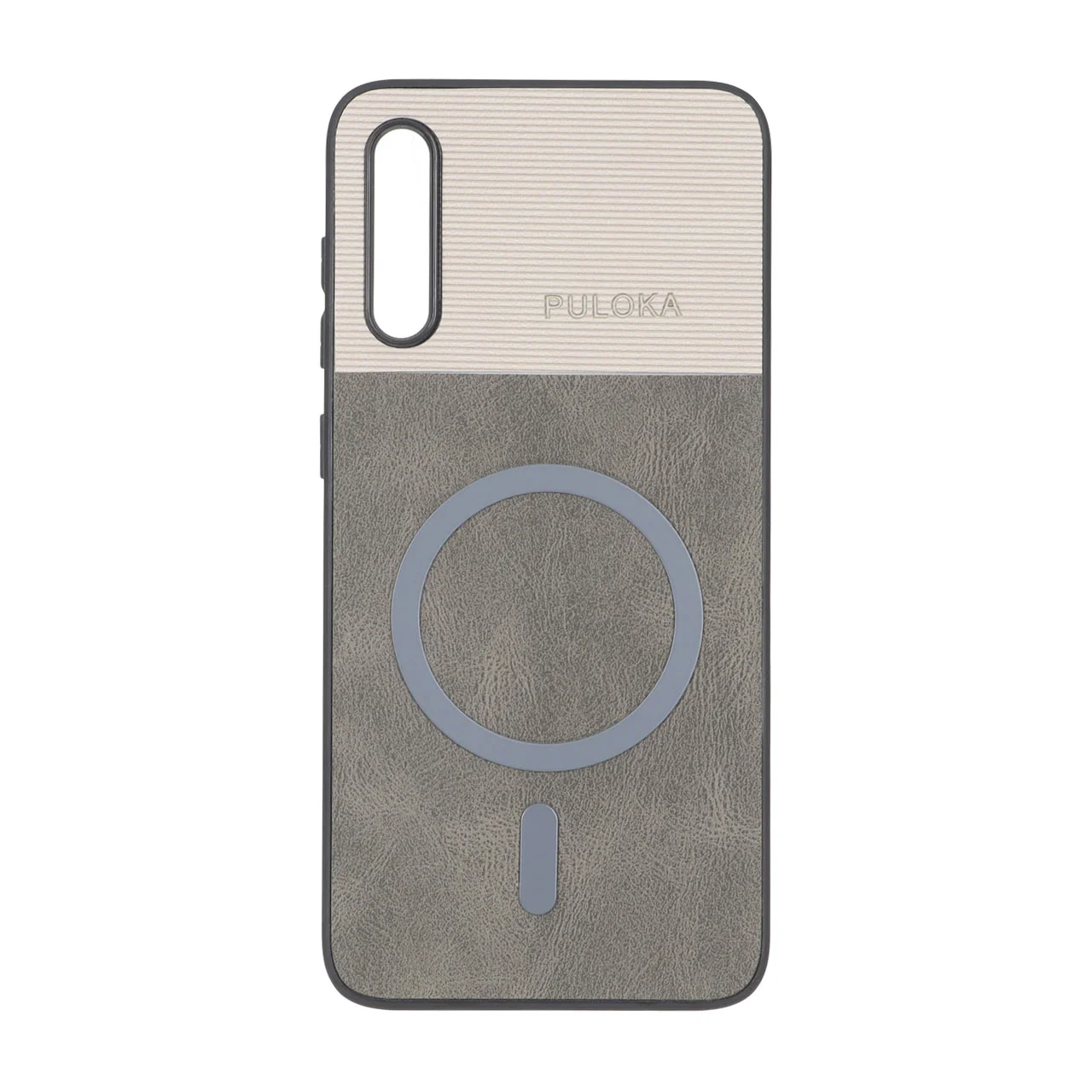 19178-2858680-1 قاب Puloka دو تکه طرح چرم و کبریتی Magnet فلزی Samsung Galaxy A70 / A70s - خاکستری - تصویر 1