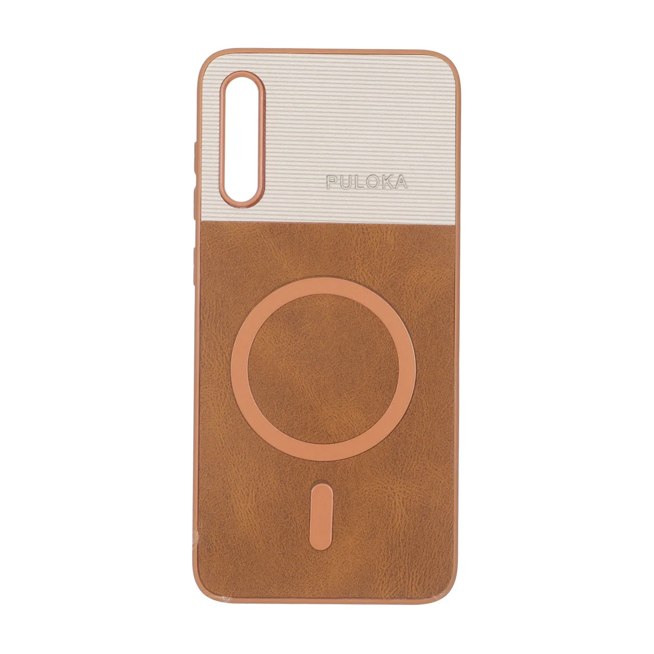19178-2858682-1 قاب Puloka دو تکه طرح چرم و کبریتی Magnet فلزی Samsung Galaxy A70 / A70s - قهوه ای - تصویر 1