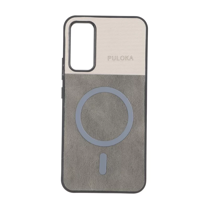 قاب Puloka دو تکه طرح چرم و کبریتی Magnet فلزی Samsung Galaxy A34 - خاکستری - تصویر 2
