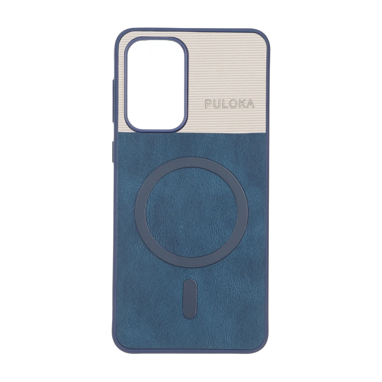 19178-2858710-1 قاب Puloka دو تکه طرح چرم و کبریتی Magnet فلزی Samsung Galaxy A33 - سرمه ای - تصویر 1