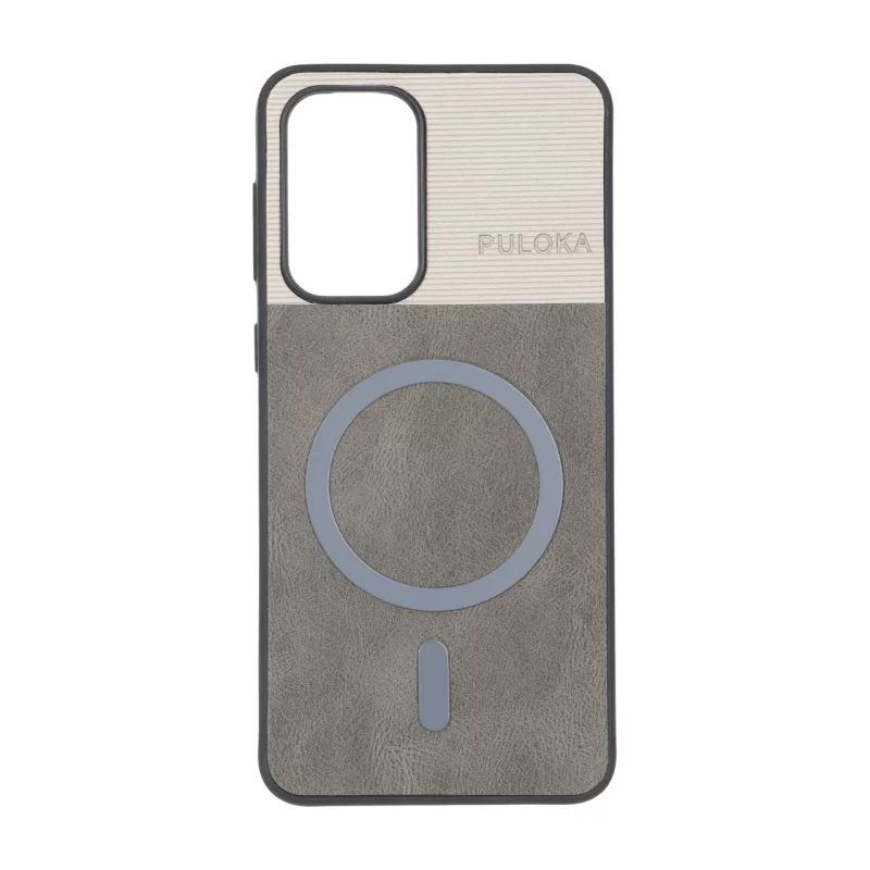 قاب Puloka دو تکه طرح چرم و کبریتی Magnet فلزی Samsung Galaxy A33 - خاکستری - تصویر 2