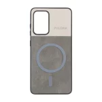 قاب Puloka دو تکه طرح چرم و کبریتی Magnet فلزی Samsung Galaxy A52 / A52s - خاکستری