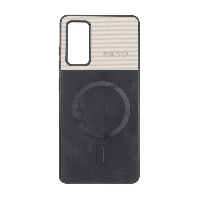 قاب Puloka دو تکه طرح چرم و کبریتی Magnet فلزی Samsung Galaxy S20 FE - مشکی - تصویر 2