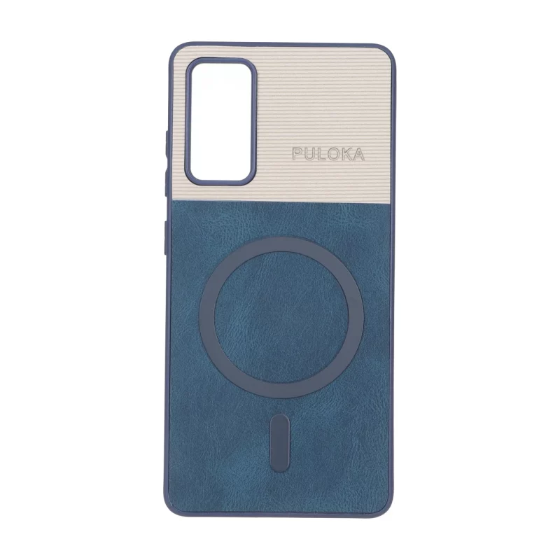 قاب Puloka دو تکه طرح چرم و کبریتی Magnet فلزی Samsung Galaxy S20 FE - سرمه ای - تصویر 2