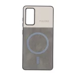قاب Puloka دو تکه طرح چرم و کبریتی Magnet فلزی Samsung Galaxy S20 FE - خاکستری
