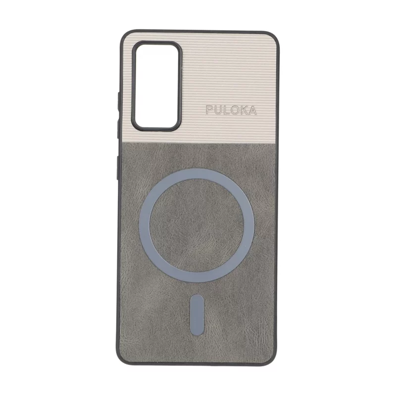 قاب Puloka دو تکه طرح چرم و کبریتی Magnet فلزی Samsung Galaxy S20 FE - خاکستری - تصویر 2