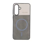 قاب Puloka دو تکه طرح چرم و کبریتی Magnet فلزی Samsung Galaxy A56 / A36 - خاکستری