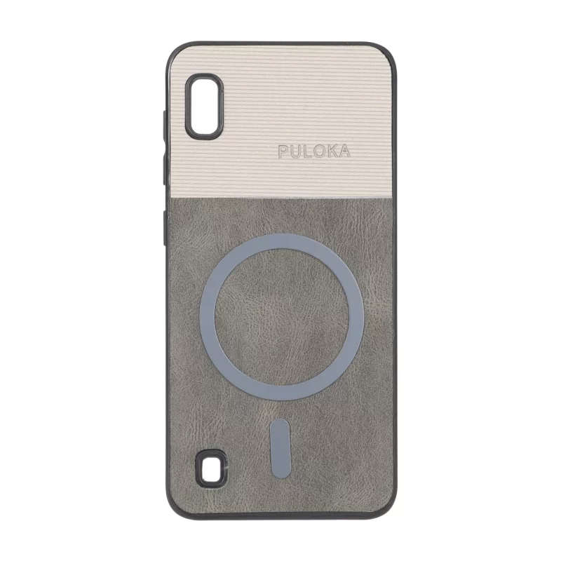 قاب Puloka دو تکه طرح چرم و کبریتی Magnet فلزی Samsung Galaxy A10 / M10 - خاکستری - تصویر 2