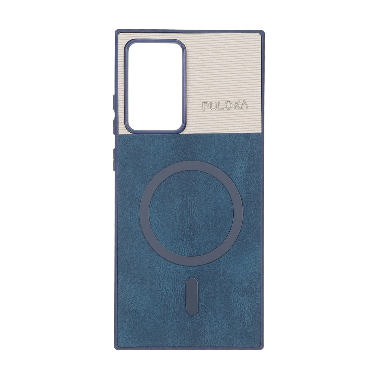 19178-2858774-1 قاب Puloka دو تکه طرح چرم و کبریتی Magnet فلزی Samsung Galaxy Note20 Ultra - سرمه ای - تصویر 1
