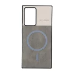 قاب Puloka دو تکه طرح چرم و کبریتی Magnet فلزی Samsung Galaxy Note20 Ultra - خاکستری