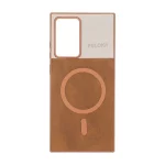قاب Puloka دو تکه طرح چرم و کبریتی Magnet فلزی Samsung Galaxy Note20 Ultra - قهوه ای