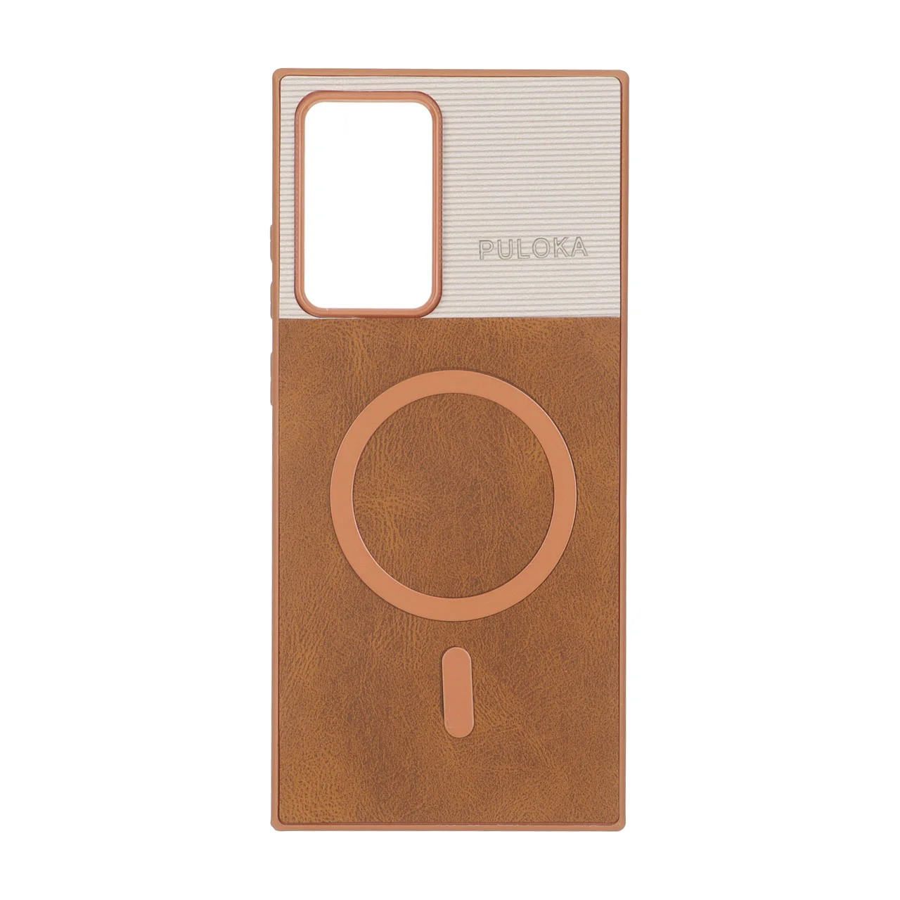 19178-2858778-1 قاب Puloka دو تکه طرح چرم و کبریتی Magnet فلزی Samsung Galaxy Note20 Ultra - قهوه ای - تصویر 1
