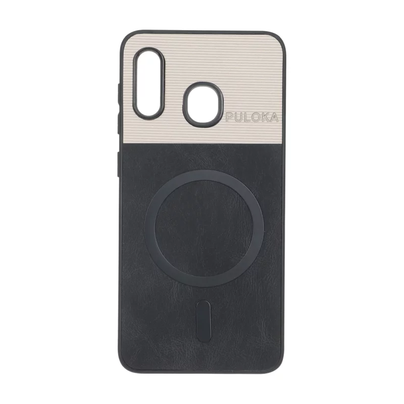 قاب Puloka دو تکه طرح چرم و کبریتی Magnet فلزی Samsung Galaxy A30 / A20 - مشکی - تصویر 2