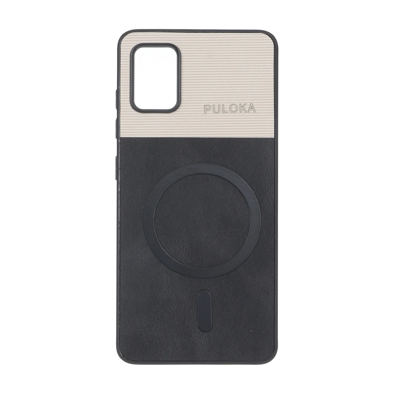 19178-2858788-1 قاب Puloka دو تکه طرح چرم و کبریتی Magnet فلزی Samsung Galaxy A51 / M40s - مشکی - تصویر 1
