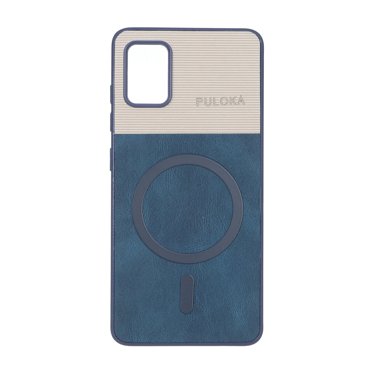 19178-2858790-1 قاب Puloka دو تکه طرح چرم و کبریتی Magnet فلزی Samsung Galaxy A51 / M40s - سرمه ای - تصویر 1