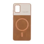 قاب Puloka دو تکه طرح چرم و کبریتی Magnet فلزی Samsung Galaxy A51 / M40s - قهوه ای