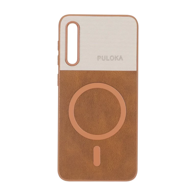 قاب Puloka دو تکه طرح چرم و کبریتی Magnet فلزی Samsung Galaxy A50 / A50s / A30s - قهوه ای - تصویر 2