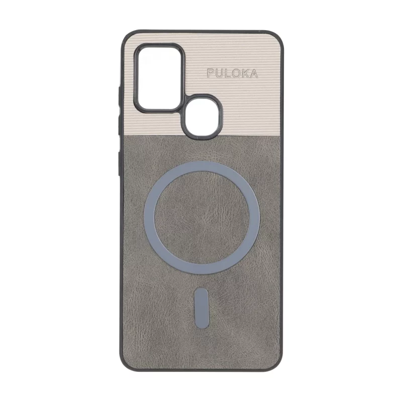 قاب Puloka دو تکه طرح چرم و کبریتی Magnet فلزی Samsung Galaxy A21s - خاکستری - تصویر 2