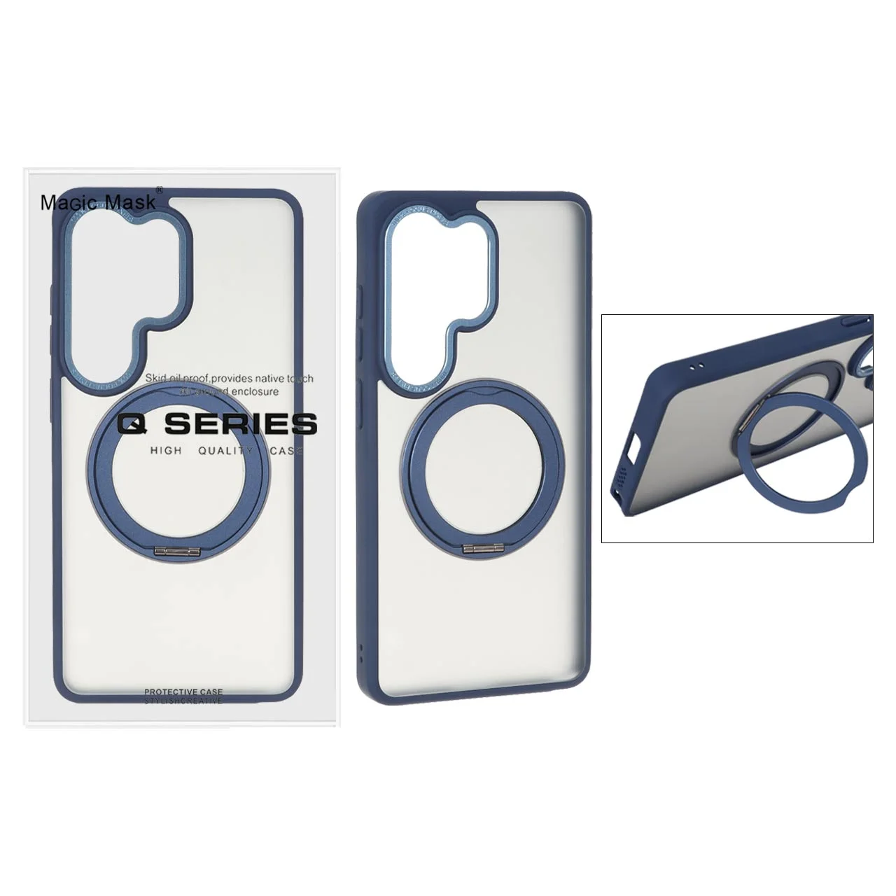 19178-2861656-1 قاب اورجینال Magic Mask استند چرخشی Magsafe مدل Samsung Galaxy S26 Ultra - سرمه ای (پک دار) - تصویر 1