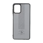 قاب طرح چرم Polo هاشور دار Samsung Galaxy A12 / M12 / F12 - طوسی