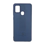 قاب طرح چرم Polo هاشور دار Samsung Galaxy A21s - سرمه ای