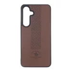 قاب طرح چرم Polo هاشور دار Samsung Galaxy S24 FE - قهوه ای