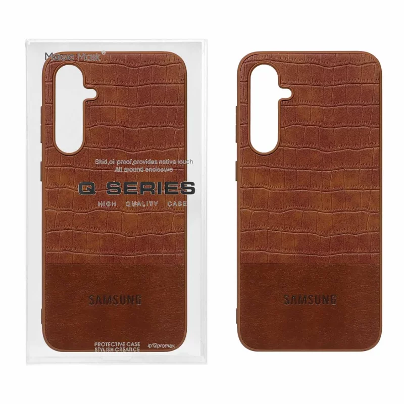 قاب چرمی کروکودیل Samsung Galaxy S23 FE - قهوه ای (پک دار) - تصویر 2